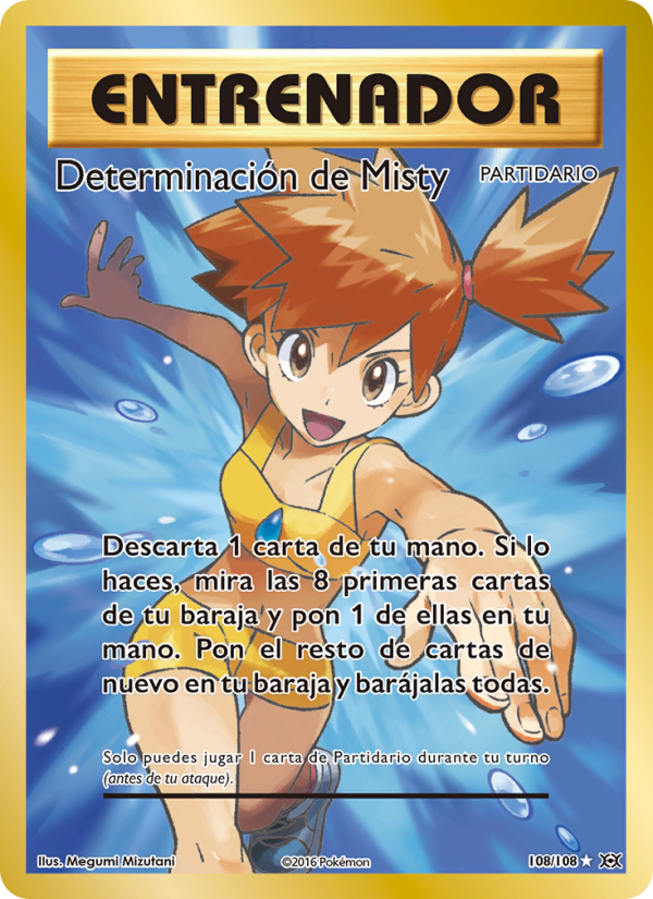 Determinación de Misty 108 — Evolutions (Spanish Pokémon TCG card)