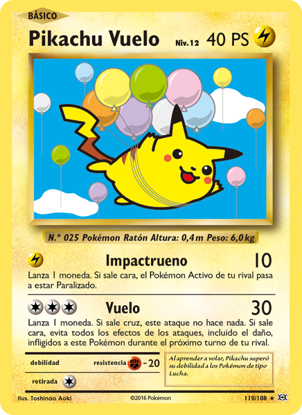 Pikachu Vuelo 110 — Evolutions (Spanish Pokémon TCG card)