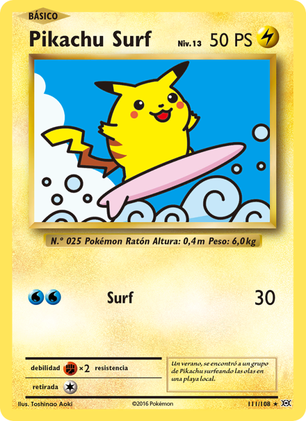 Pikachu Surf 111 — Evolutions (Spanish Pokémon TCG card)