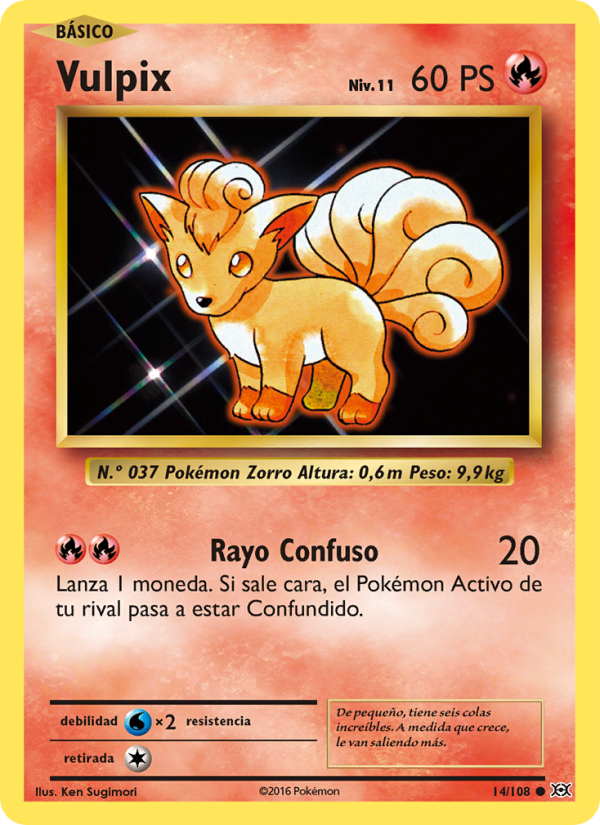 Vulpix 14 — Evolutions (Spanish Pokémon TCG card)