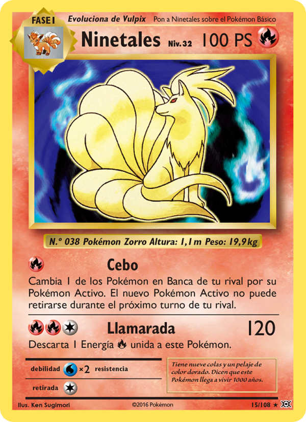 Ninetales 15 — Evolutions (Spanish Pokémon TCG card)