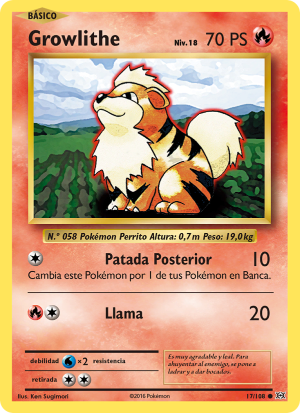 Growlithe 17 — Evolutions (Spanish Pokémon TCG card)