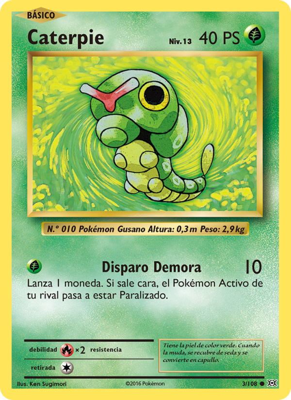 Caterpie 3 — Evolutions (Spanish Pokémon TCG card)