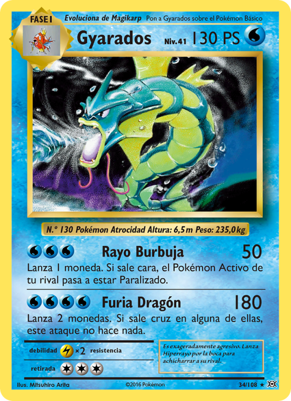 Gyarados 34 — Evolutions (Spanish Pokémon TCG card)