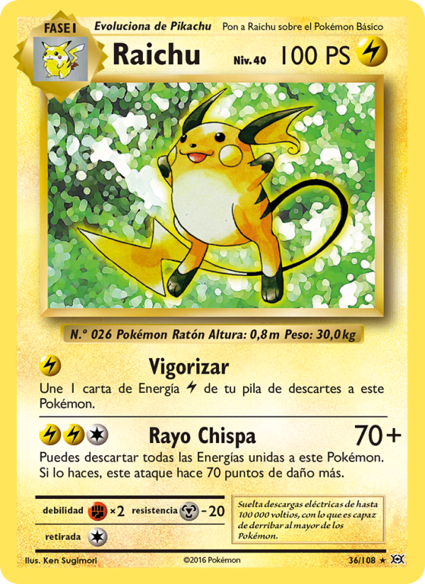 Raichu 36 — Evolutions (Spanish Pokémon TCG card)