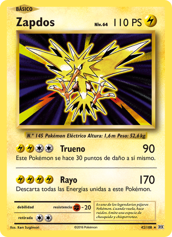 Zapdos 42 — Evolutions (Spanish Pokémon TCG card)