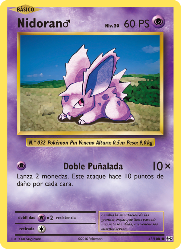 Nidoran♂ 43 — Evolutions (Spanish Pokémon TCG card)