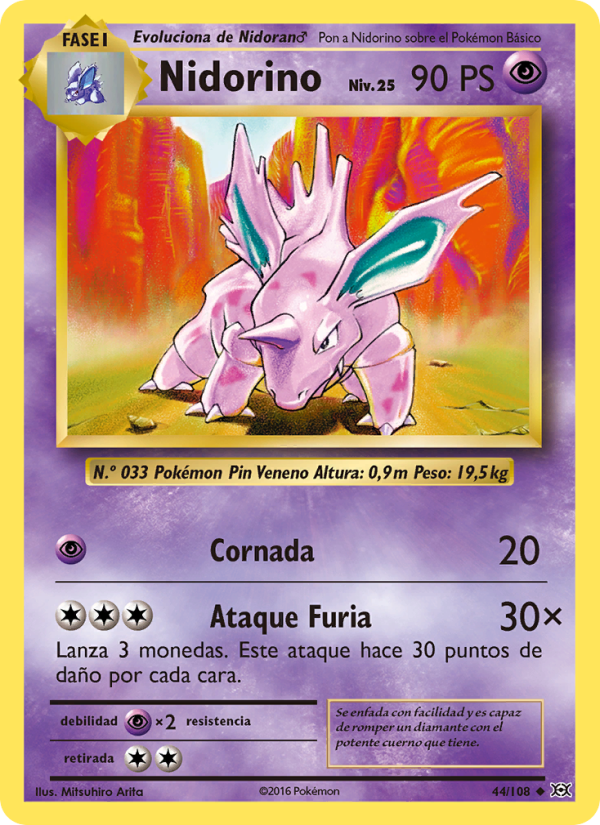 Nidorino 44 — Evolutions (Spanish Pokémon TCG card)