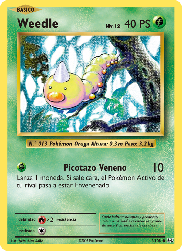 Weedle 5 — Evolutions (Spanish Pokémon TCG card)