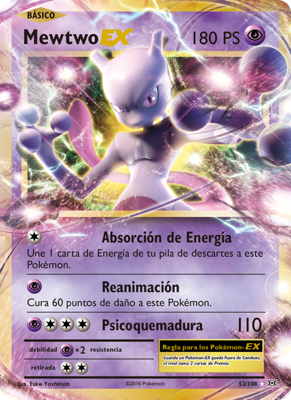 Mewtwo EX 52 — Evolutions (Spanish Pokémon TCG card)
