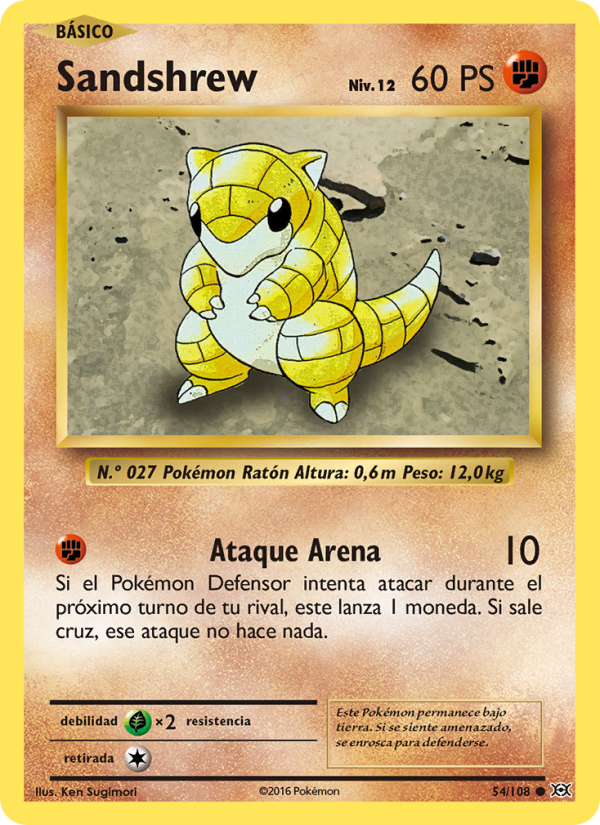 Sandshrew 54 — Evolutions (Spanish Pokémon TCG card)
