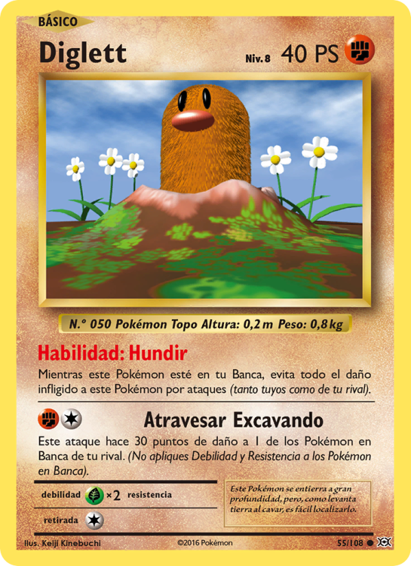 Diglett 55 — Evolutions (Spanish Pokémon TCG card)