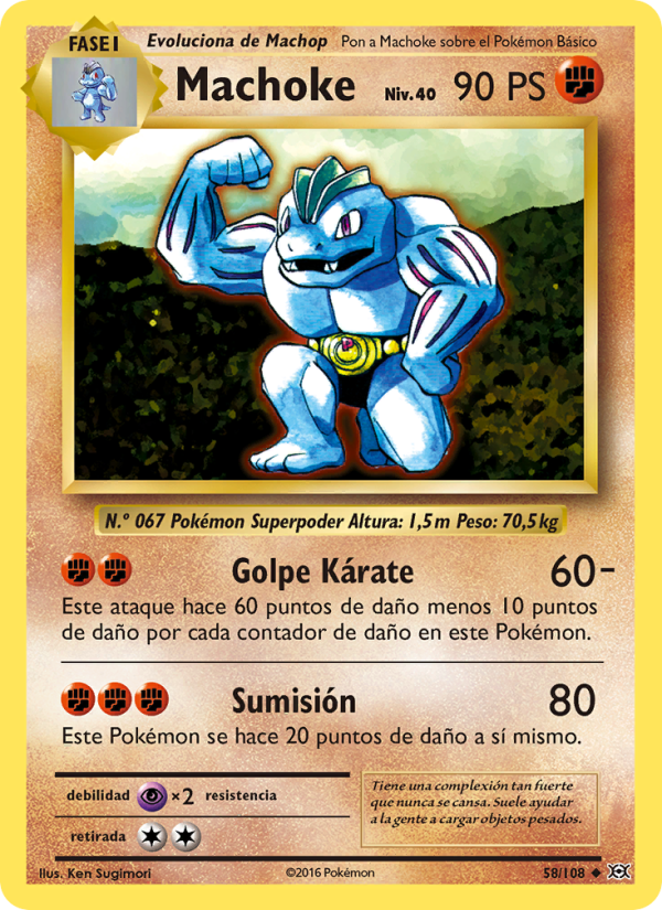 Machoke 58 — Evolutions (Spanish Pokémon TCG card)