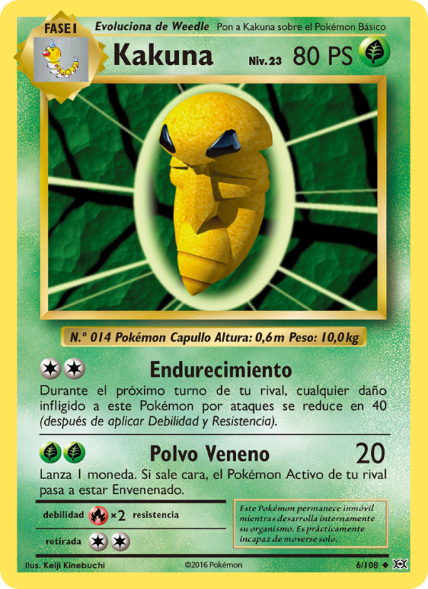 Kakuna 6 — Evolutions (Spanish Pokémon TCG card)