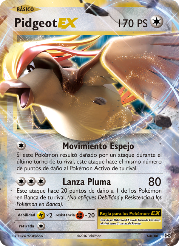 Pidgeot EX 64 — Evolutions (Spanish Pokémon TCG card)