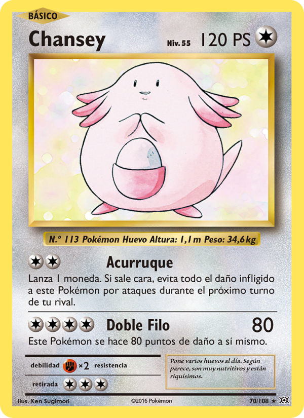 Chansey 70 — Evolutions (Spanish Pokémon TCG card)
