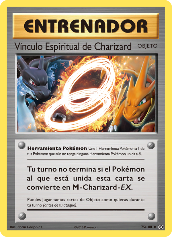 Vínculo Espiritual de Charizard 75 — Evolutions (Spanish Pokémon TCG card)