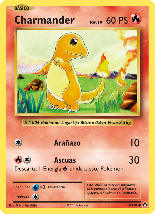 Charmander 9 — Evolutions (Spanish Pokémon TCG card)