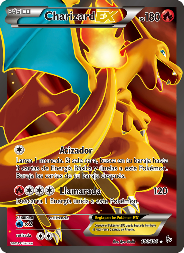Charizard EX 100 — Flashfire (Spanish Pokémon TCG card)