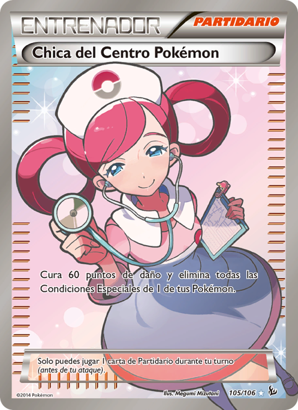 Chica del Centro Pokémon 105 — Flashfire (Spanish Pokémon TCG card)
