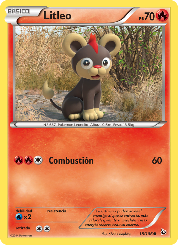Litleo 18 — Flashfire (Spanish Pokémon TCG card)