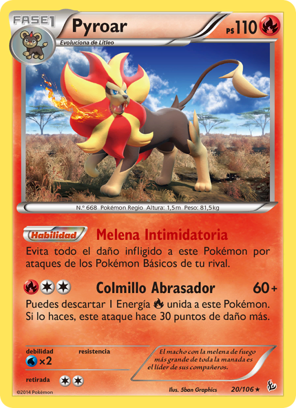 Pyroar 20 — Flashfire (Spanish Pokémon TCG card)