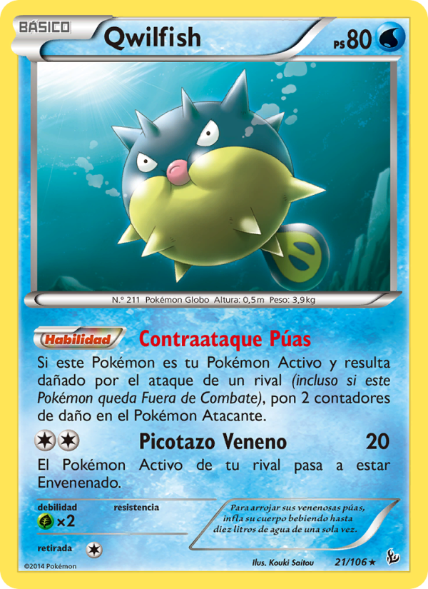 Qwilfish 21 — Flashfire (Spanish Pokémon TCG card)