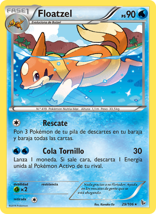 Floatzel 29 — Flashfire (Spanish Pokémon TCG card)