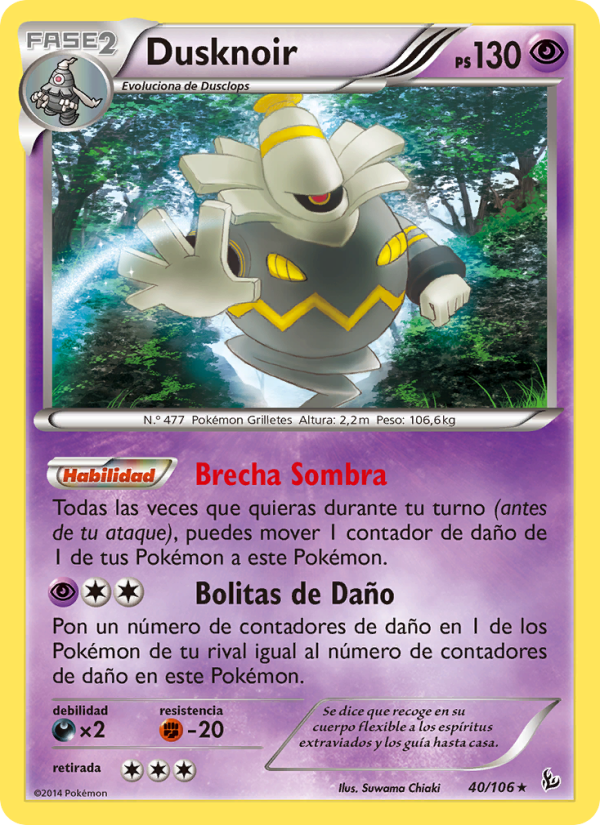 Dusknoir 40 — Flashfire (Spanish Pokémon TCG card)
