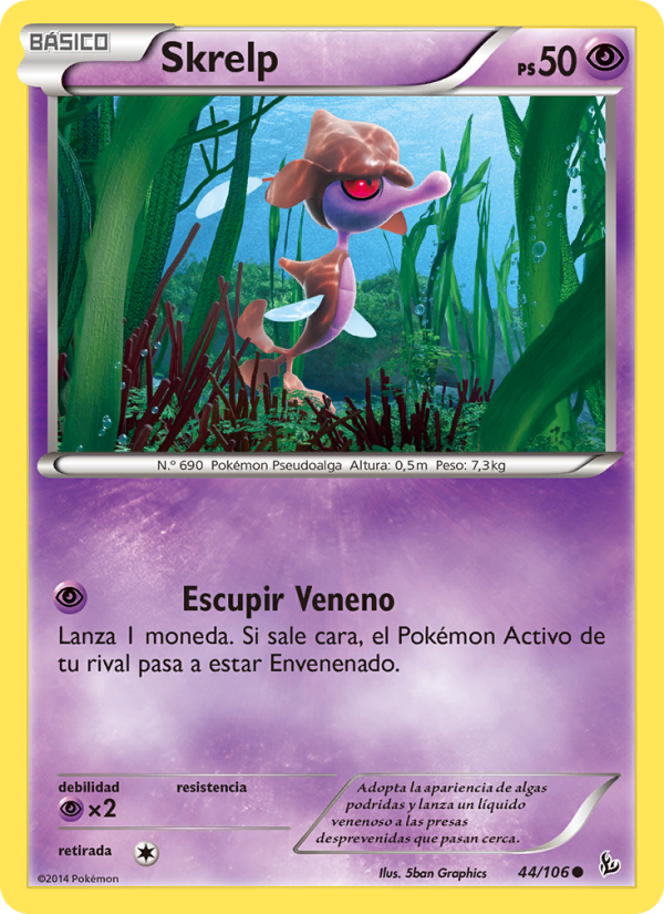 Skrelp 44 — Flashfire (Spanish Pokémon TCG card)