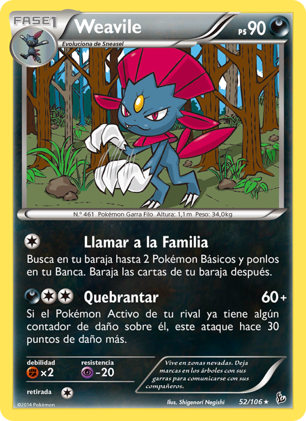 Weavile 52 — Flashfire (Spanish Pokémon TCG card)