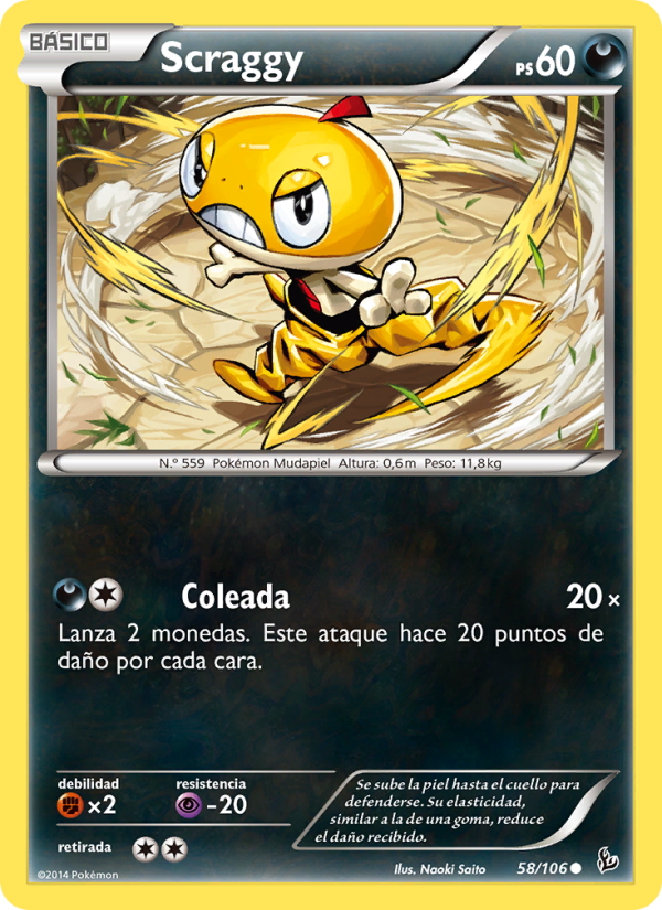 Scraggy 58 — Flashfire (Spanish Pokémon TCG card)
