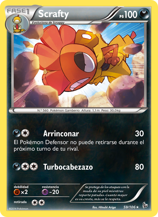 Scrafty 59 — Flashfire (Spanish Pokémon TCG card)