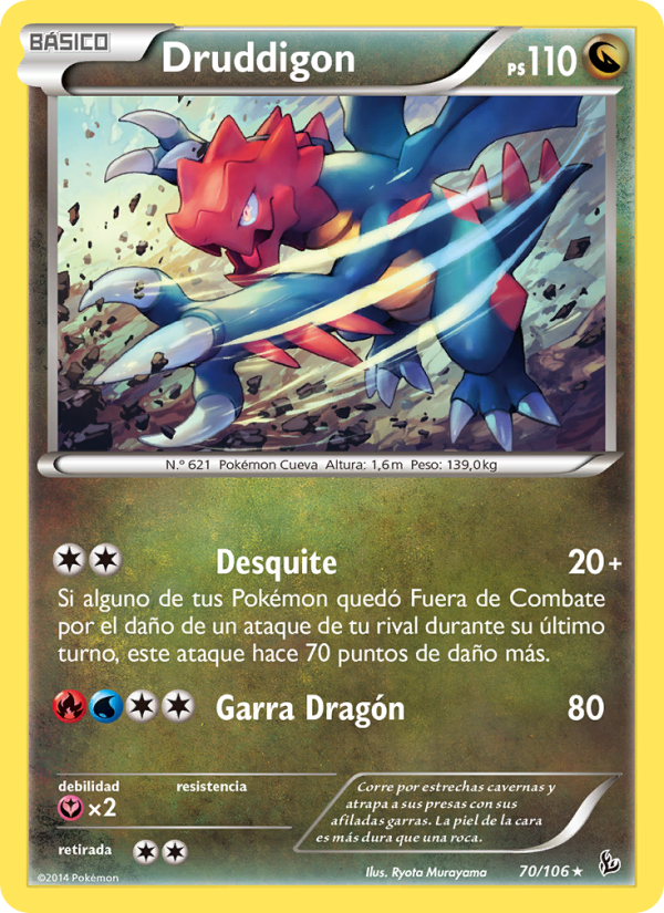 Druddigon 70 — Flashfire (Spanish Pokémon TCG card)
