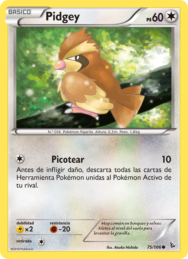 Pidgey 75 — Flashfire (Spanish Pokémon TCG card)