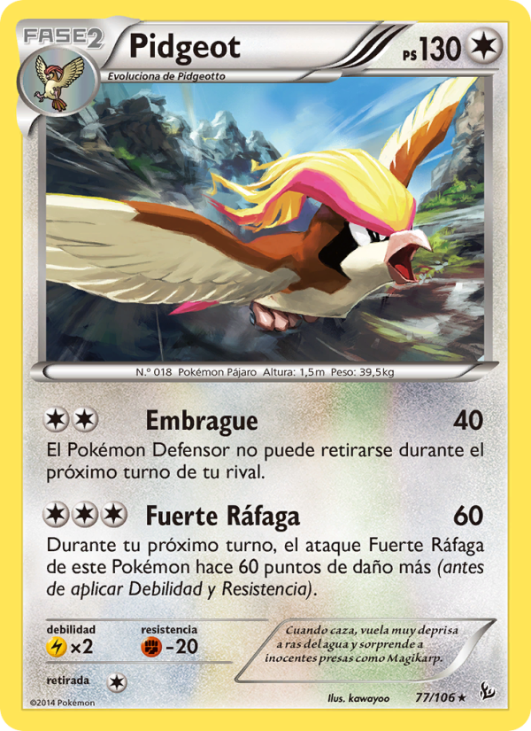 Pidgeot 77 — Flashfire (Spanish Pokémon TCG card)