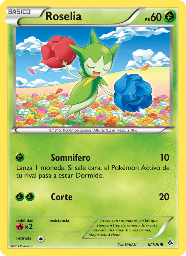 Roselia 8 — Flashfire (Spanish Pokémon TCG card)