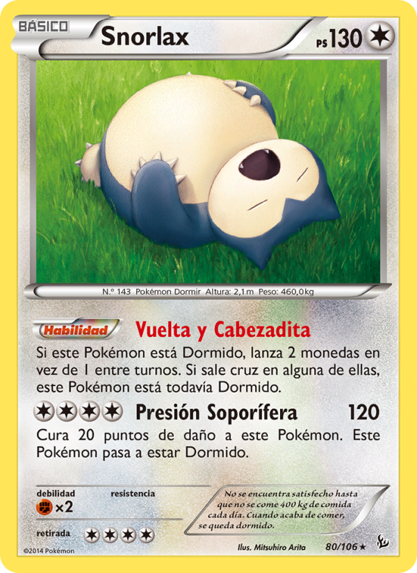 Snorlax 80 — Flashfire (Spanish Pokémon TCG card)
