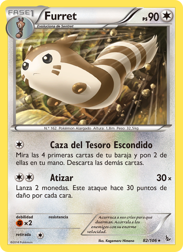 Furret 82 — Flashfire (Spanish Pokémon TCG card)