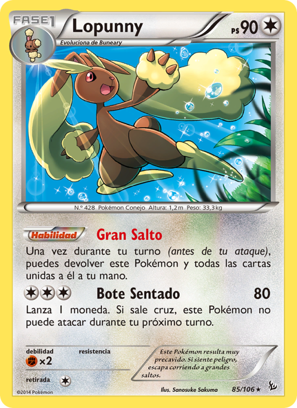 Lopunny 85 — Flashfire (Spanish Pokémon TCG card)