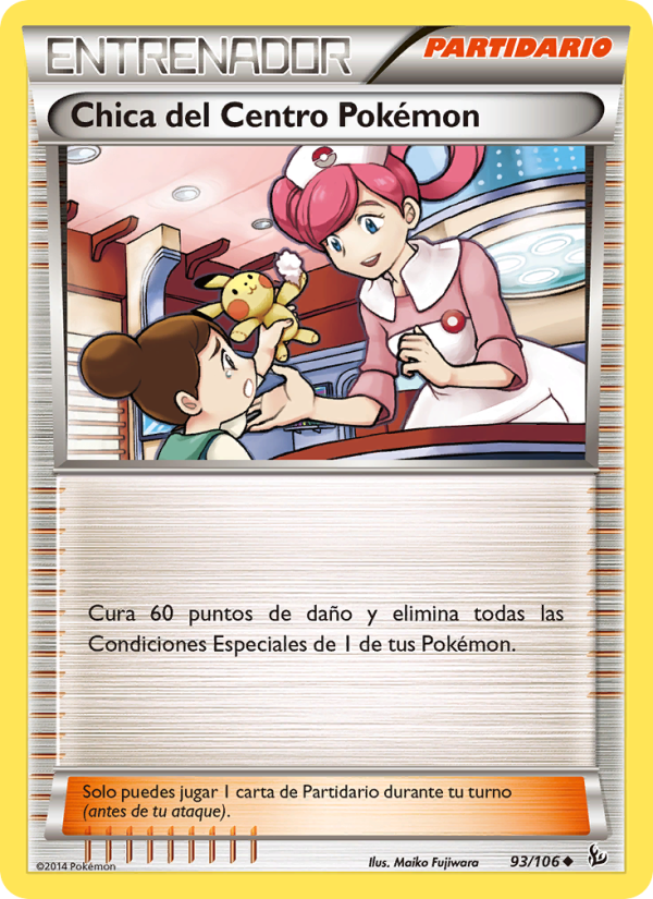 Chica del Centro Pokémon 93 — Flashfire (Spanish Pokémon TCG card)