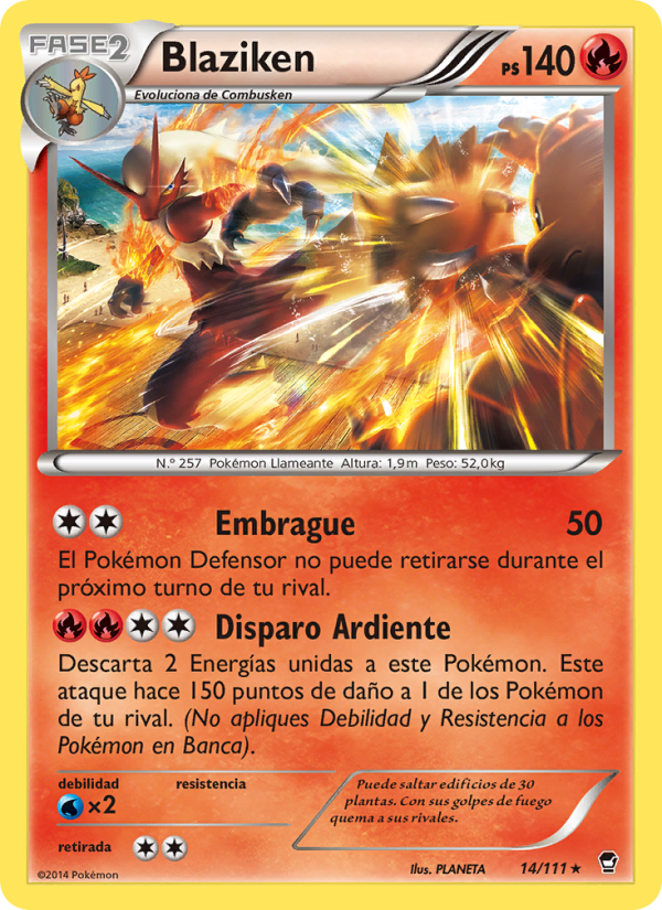Blaziken 14 — Furious Fists (Spanish Pokémon TCG card)