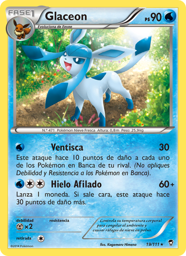 Glaceon 19 — Furious Fists (Spanish Pokémon TCG card)