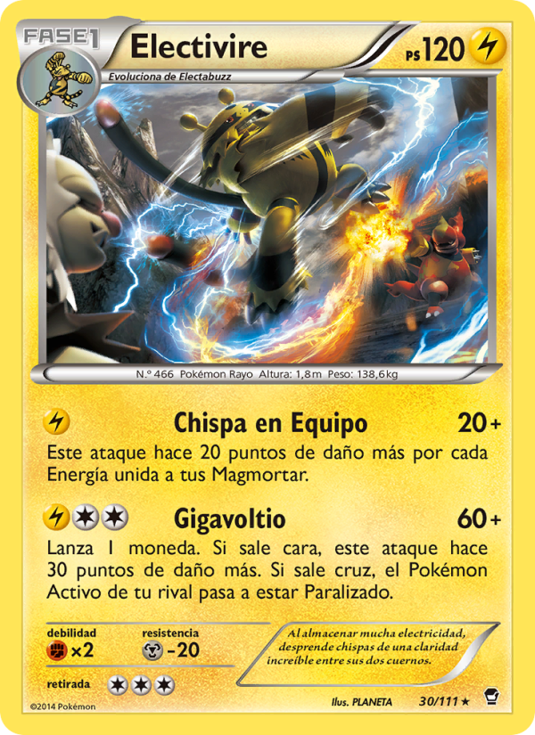Electivire 30 — Furious Fists (Spanish Pokémon TCG card)