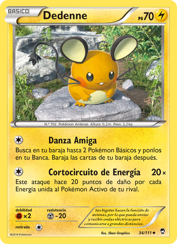 Dedenne 34 — Furious Fists (Spanish Pokémon TCG card)