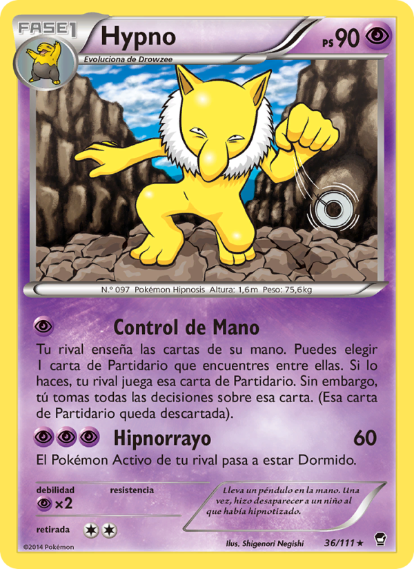 Hypno 36 — Furious Fists (Spanish Pokémon TCG card)