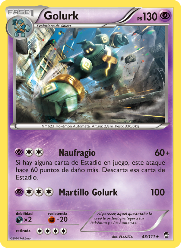 Golurk 43 — Furious Fists (Spanish Pokémon TCG card)