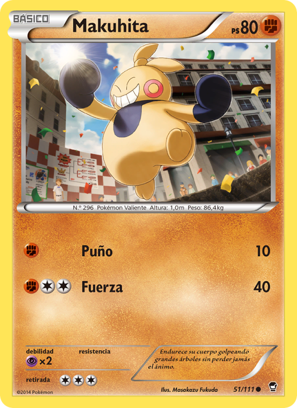 Makuhita 51 — Furious Fists (Spanish Pokémon TCG card)