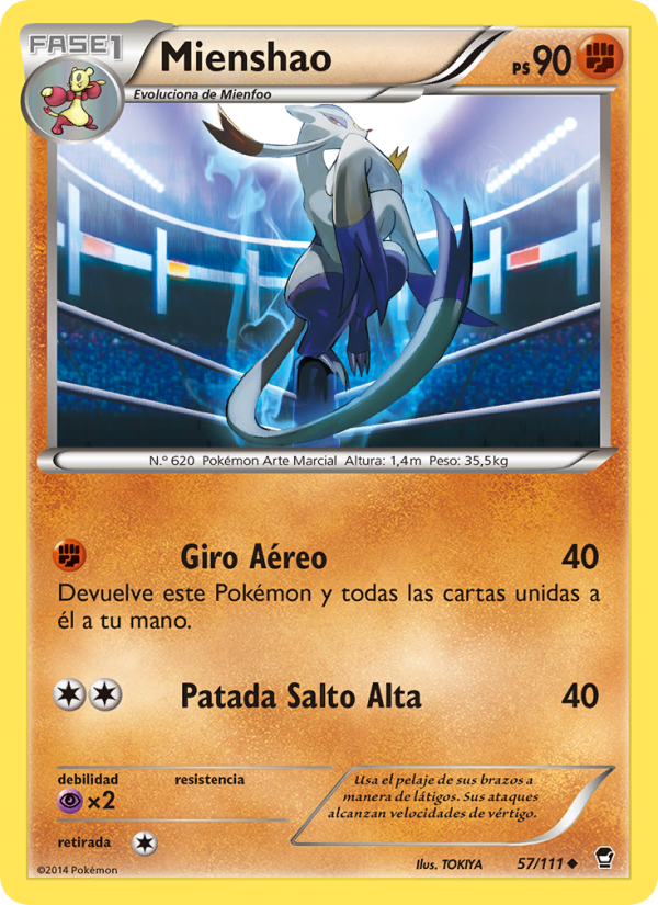 Mienshao 57 — Furious Fists (Spanish Pokémon TCG card)