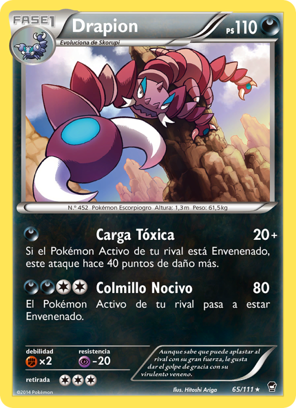 Drapion 65 — Furious Fists (Spanish Pokémon TCG card)